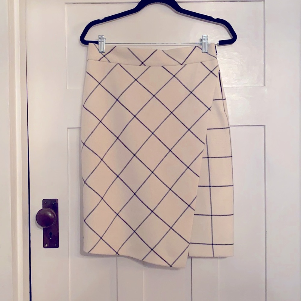 Zara Cream Grid Pattern Skirt - image 1